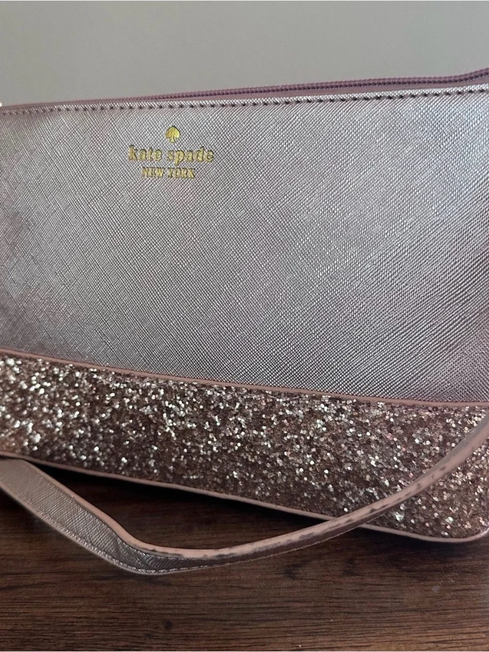 kate spade New York Rose Gold Glitter Greta Court Crossbody Bag